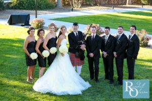 Bagpiper with bride